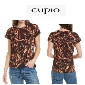Cupio Women's Brown Short Cuff Sleeve Tee